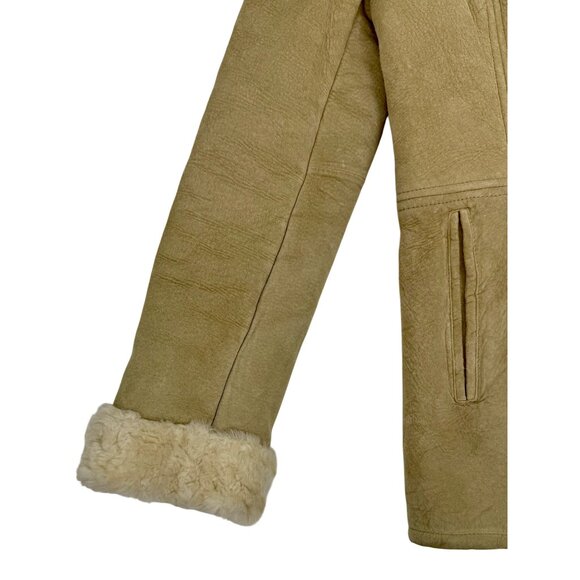 Vintage Y2K Tan Suede Leather Fur Lined Penny Lane Kenneth Cole Boho Hippie Coat - Picture 13 of 16